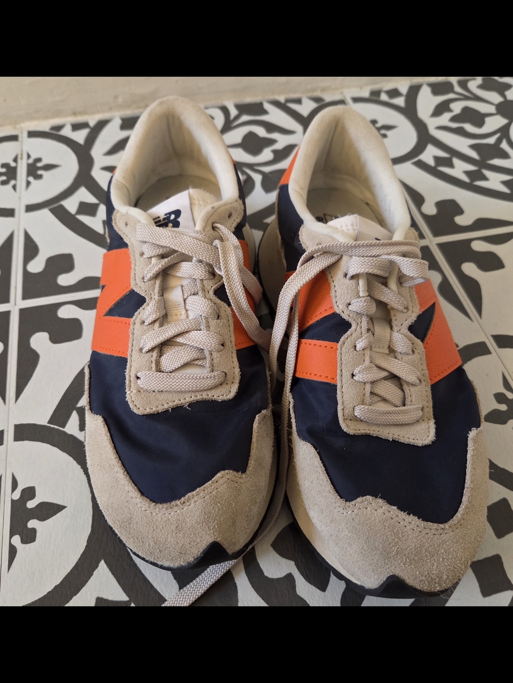 New Balance Navy, Beige & Orange Retro Runner Sneakers